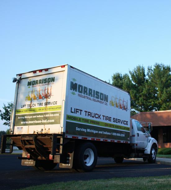 Morrison Mobile Tire Press Truck for on-site tire installation